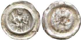 Medieval coins 
POLSKA / POLAND / POLEN / SCHLESIEN

Brakteat guziczkowy II poł. XIII w., nieokreślona dzielnica - Książę 

Aw.: Stojący książę t...