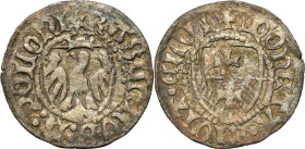 Medieval coins 
POLSKA / POLAND / POLEN / SCHLESIEN

Kazimierz IV Jagiellończyk (1447-1492). Szelag (Schilling), Elbing - RARE 

Aw.: Na tarczy u...