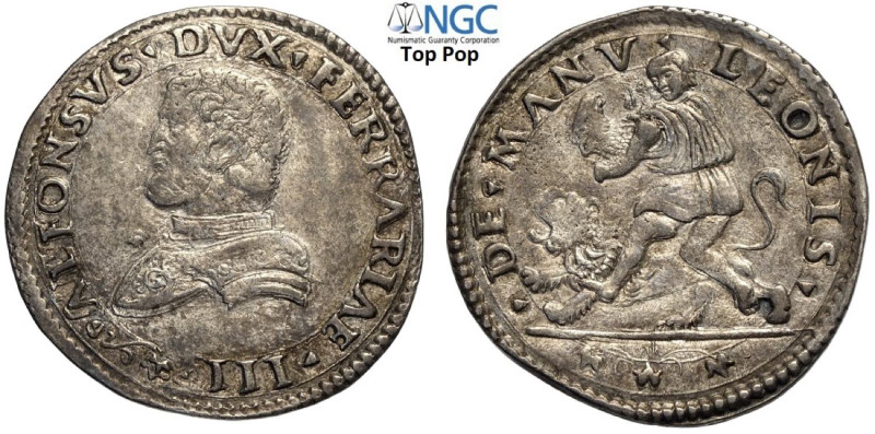 Ferrara, Alfonso I d'Este (1505-1534), Mezza Lira o 10 Soldi, RR MIR-277 Bell-15...