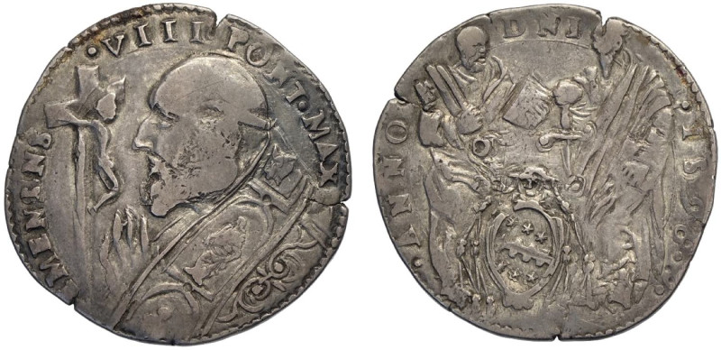 Ferrara, Clemente VIII (1592-1605), Testone 1598, Rara Munt-156 Ag mm 31 g 9,48 ...
