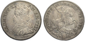 Ferrara, Clemente XI (1700-1721), Piastra 1708 anno VIII, RR Ag mm 43 g 29,77 BB