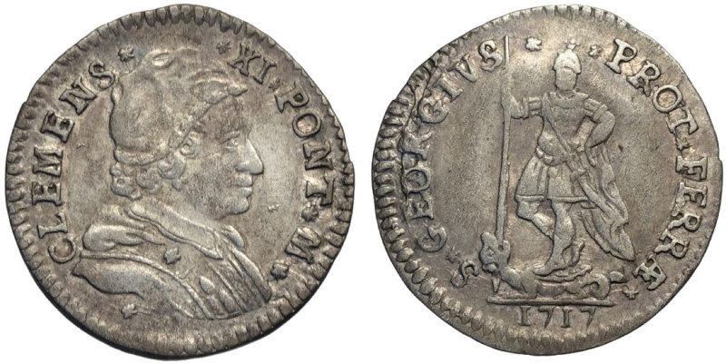 Ferrara, Clemente XI (1700-1721), Muraiola da 2 Baiocchi 1717, RR Munt-245a Mi m...