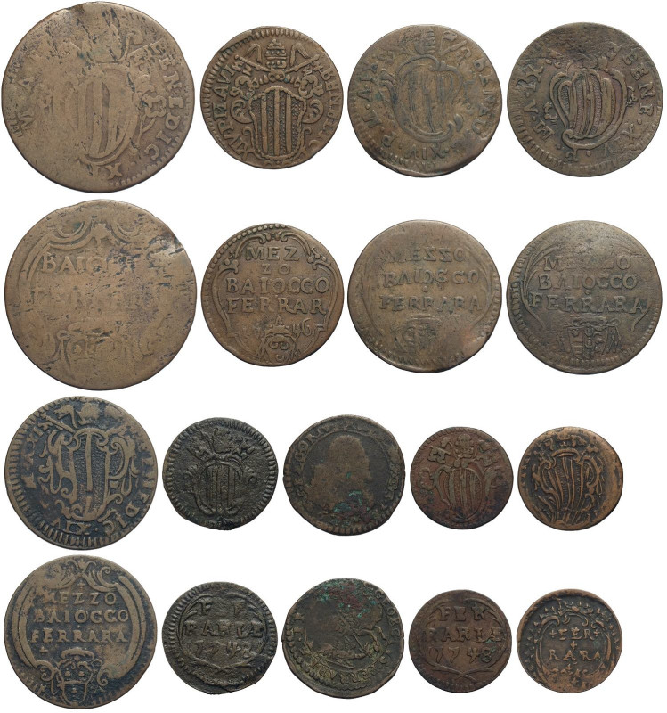 Ferrara, Lotto di 9 monete in rame da catalogare
