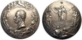 Como, Alessandro Volta (1745-1827), Medaglia a ricordo del centenario della morte 1927, Opus Lorioli e Castelli, RR Ae argentato mm 120 g 965,60 q.FDC