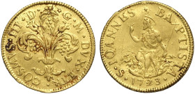 Firenze, Cosimo III dè Medici (1670-1723), Zecchino o Fiorino d'oro 1723, Rara Au mm 21 g 3,49 SPL