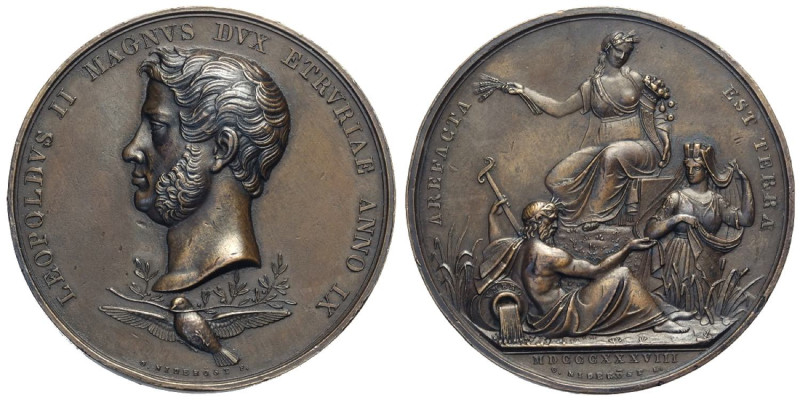 Firenze, Leopoldo II di Lorena (1824-1859), medaglia a ricordo della bonifica de...