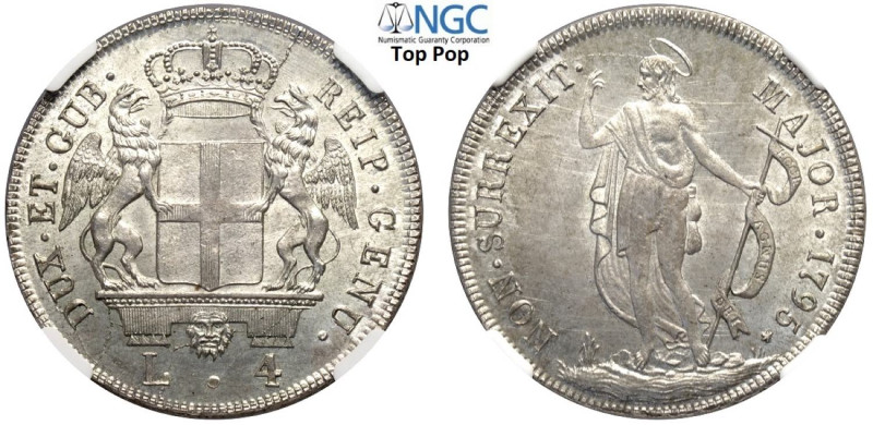 Genova, Repubblica (1528-1797), 4 Lire 1795, Rara Ag mm 34 una moneta eccezional...