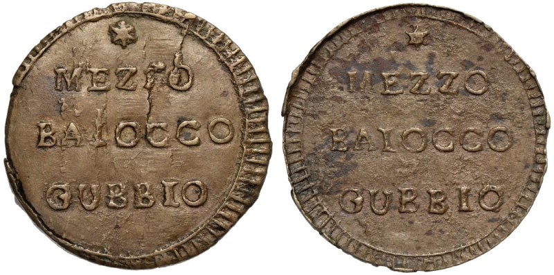 Gubbio, Prima Repubblica Romana (1798-1799), Mezzo Baiocco s.d., Rara Cu mm 24 g...