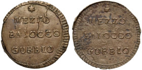 Gubbio, Prima Repubblica Romana (1798-1799), Mezzo Baiocco s.d., Rara Cu mm 24 g 3,57 conservazione inusuale per questo nominale, la presenza delle ba...