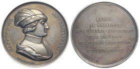 Lucca, Carlo Ludovico di Borbone (1824-1847), medaglia quinto congresso degli scienziati italiani 1843, opus Girometti RR Ag mm 55 g 71,72 SPL