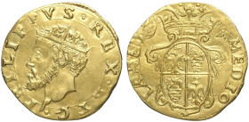 Milano, Filippo II (1556-1598) King of Spain, Scudo d'oro, MIR-305 Au mm 22 g 3,06 esemplare di peso leggermente carente ma di alta conservazione, SPL...