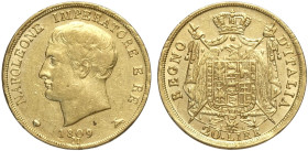 Milano, Napoleone I Re d'Italia (1805-1814), 20 Lire 1809, Au mm 21 gradevole esemplare, BB-SPL