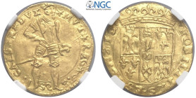 Modena, Cesare d'Este (1597-1628), Ongaro 1598, Rara Au mm 20 g 3,35 in Slab NGC UNC-cleaned (cert. 5788730003)