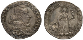 Modena, Francesco I d'Este (1629-1658), Lira 1631, RRR MIR-781 Ag mm 29 g 4,39 bella patina, BB