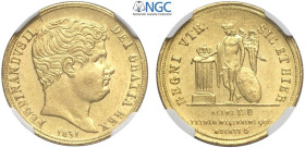 Napoli, Ferdinando II di Borbone (1830-1859), Dupla da 6 Ducati 1831, Rara Au mm 21,5 ottimo esemplare, in Slab NGC MS62 (second best grade, cert. 578...