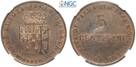 Parma, Maria Luigia d'Austria (1814-1847), 5 Centesimi 1830, Cu mm 27,2 in Slab NGC MS63 RB (second best grade, cert. 5786128014)