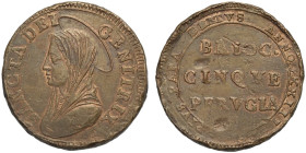 Perugia, Pio VI (1775-1799), Madonnina da 5 Baiocchi 1797 anno XXIII, Cu mm 30 g 16,77 tracce di rame rosso, SPL