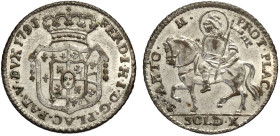 Piacenza, Ferdinando di Borbone (1765-1802), 10 Soldi 1791, Mi mm 24 g 2,49 conservazione inusuale con piena argentatura e metallo brillante, q.FDC