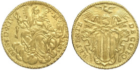 Roma, Benedetto XIV (1740-1758), Zecchino 1745, Au mm 21,5 g 3,40 di ottima conservazione, SPL-FDC