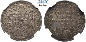 Roma, Clemente XIII (1758-1769), Giulio 1764 anno VII, Rara Ag mm 23 ottimo esemplare, In Slab NGC MS63 (Top Pop! cert. 5790922004)