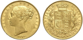 Great Britain, Victoria (1837-1901), Shiled Sovereign 1845, Au mm 22 BB-SPL