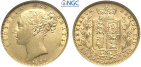 Great Britain, Victoria (1837-1901), Shiled Sovereign 1870 die number 86, Au mm 22 in Slab NGC AU58 (cert. 1913549005)