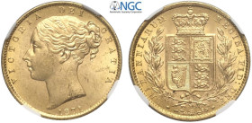 Great Britain, Victoria (1837-1901), Shiled Sovereign 1871 die number 30, Au mm 22 di gran conservazione, In Slab NGC MS64 (cert. 5783010006)
