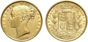 Great Britain, Victoria (1837-1901), Shiled Sovereign 1871 die number 28, Au mm 22 SPL