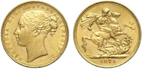 Great Britain, Victoria (1837-1901), Sovereign 1871, Au mm 22 fondi speculari, SPL-FDC Prooflike