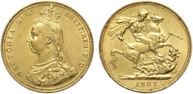 Great Britain, Victoria (1837-1901), Sovereign 1887, Au mm 22 lievi hairlines, altrimenti SPL-FDC