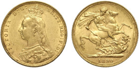Great Britain, Victoria (1837-1901), Sovereign 1890, Au mm 22 SPL+