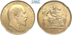 Great Britain, Edward VII (1901-1910), 5 Pounds 1902, Au mm 36 in Slab NGC MS62 (cert. 5788923016)