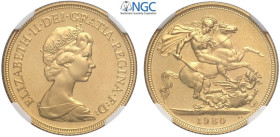 Great Britain, Elizabeth II (1952-), Sovereign 1980, Au mm 22 no box, in Slab NGC PF66 Ultra Cameo (cert. 5790804040)