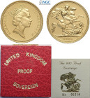 Great Britain, Elizabeth II (1952-), Sovereign 1985, Au mm 22 original box and certificate, in Slab NGC PF69 Ultra Cameo (cert. 5790683012)