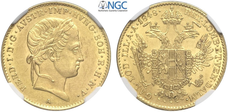 Austria, Ferdinand I (1835-1848), Ducat 1848-A Vienna, Au mm 20 in Slab NGC MS60...