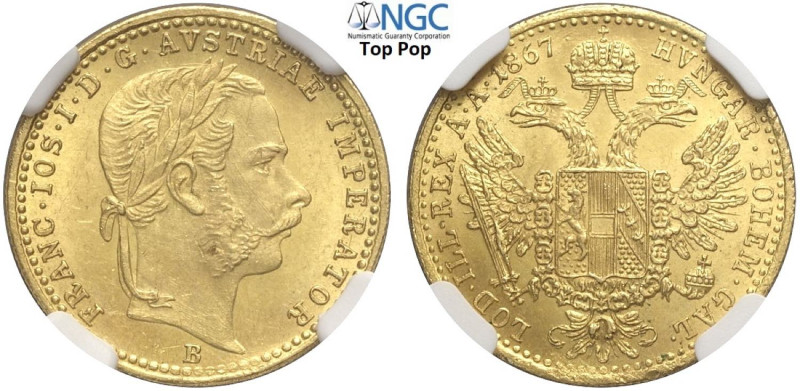 Austria, Franz Joseph I (1848-1916), Ducat 1867-B Kremnitz, Au mm 21 eccezionale...