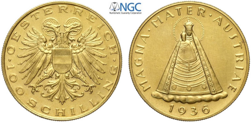 Austria, Republic (1918-1938), 100 Schilling 1936, Au mm 33 in Slab NGC PL61 (ce...
