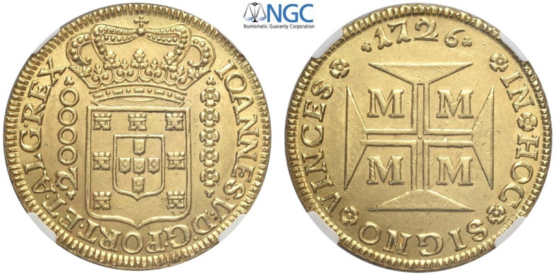 Brazil, Joao V (1706-1750), 20000 Reis 1726-M, Au mm 38 alta conservazione, in S...
