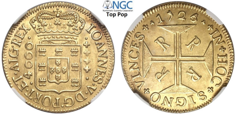 Brazil, Joao V (1706-1750), 4000 Reis 1725-R, Au mm 29 conservazione eccezionale...