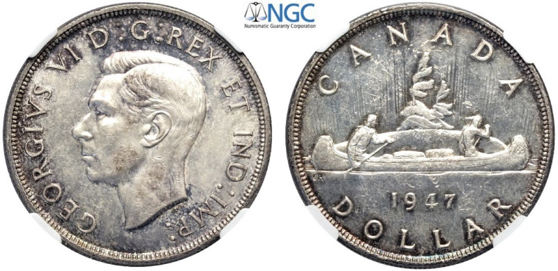 Canada, George V (1910-1936)I, Dollar 1947 Blunt 7, Ag mm 36 in Slab NGC MS62 (c...