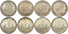 Canada, Lot 4 x Silver Dollar: 1935 (q.FDC), 1936 (q.FDC), 1937 (q.FDC), 1938 (q.FDC)