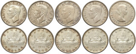 Canada, Lot 5 x Silver Dollar: 1946 (SPL-FDC), 1950 (SPL-FDC), 1951 (SPL-FDC), 1952 (SPLFDC), 1953 (q.FDC)