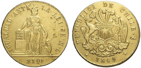 Chile, Republic (1818-), 8 Escudos 1849-ML, Au mm 35,5 g 27,00 moneta pulita, BB