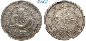 China Yunnan, Kuang-Hsu (1875-1908), 50 Cents (1908), L&M-419 Ag mm 33 in Slab NGC XF-cleaned (cert. 5790657015)