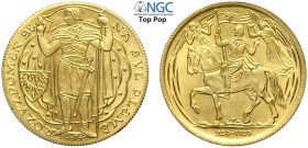 Czechoslovakia, Republic, Gold Ducat 1973 for 1000th Anniversary of Christianity in Bohemia, Au mm 20 g 3,75 in Slab NGC MS67 (Top Pop! cert. 57908310...