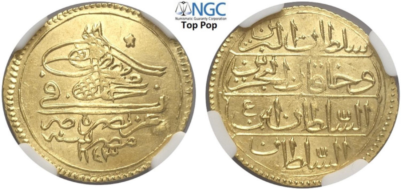 Egypt, Mahmud I (1730-1754), Zeri Mahbub AH1143 (1730), Au mm 22 in Slab NGC MS6...