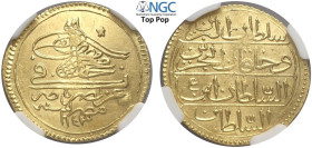 Egypt, Mahmud I (1730-1754), Zeri Mahbub AH1143 (1730), Au mm 22 in Slab NGC MS64 (Top Pop! Cert. 5790825011)