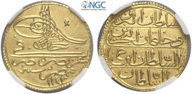 Egypt, Mahmud I (1730-1754), Zeri Mahbub AH1143 (1730), Au mm 22 in Slab NGC MS62 (Cert. 5790825012)