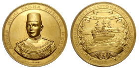 Egypt, Abbas II Hilmi (1892-1914), Egypt, medal for the international trade competition Suez, opus Johnson, Br golded RRR mm 67 g 160,33 lieve colpett...