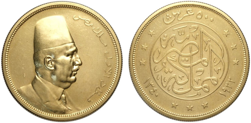 Egypt, Ahmed Fuad I (1922-1936), 500 Piastres 1922, Au mm 37 Fr-26 ottimo esempl...